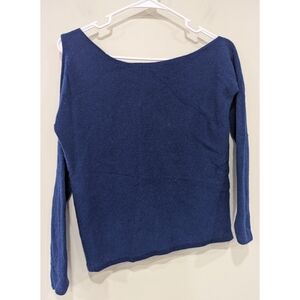 Minnie Rose Royal Blue 100% Cashmere Cold Shoulder Sweater Size XS